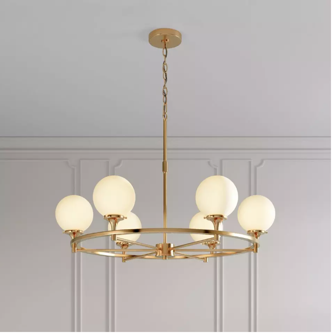Nouveau Abat-jour opale or brossé Alfaro 60 W candélabre 6 lumières E-12 lustre