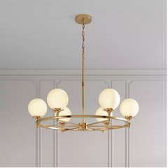 Nouveau Abat-jour opale or brossé Alfaro 60 W candélabre 6 lumières E-12 lustre