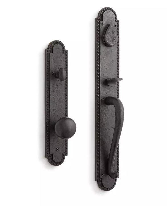 New Antique Pewter Marconi Solid Bronze Entrance Door Set with Knob by Signature Hardware