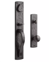 Ensemble de porte d'entrée Ellis en bronze massif avec bouton rond par Signature Hardware