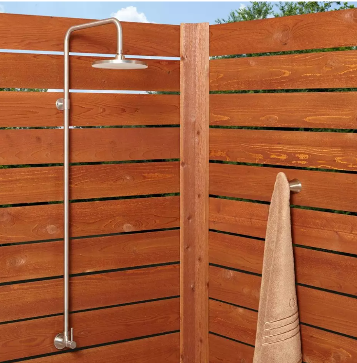 New Stainless Steel Deluxe Outdoor Shower Mixer with Foot Shower by Signature Hardware
