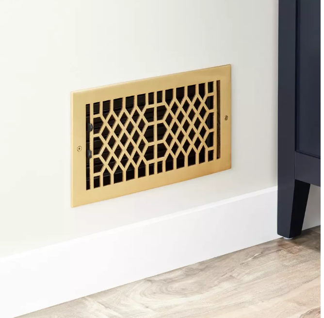 Nouveau registre de sol en laiton de style antique en laiton brossé de 6 po x 10 po par Signature Hardware