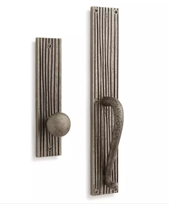 New Antique Pewter Corded Shima Solid Bronze Dummy Entrance Door Set with Knob by Signature Hardware