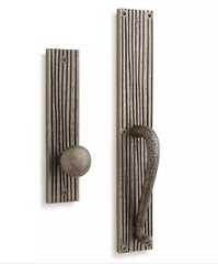 New Antique Pewter Corded Shima Solid Bronze Dummy Entrance Door Set with Knob by Signature Hardware