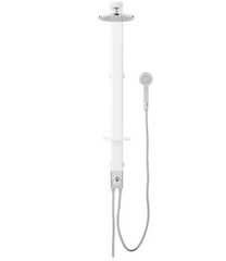 Nouveau panneau de douche extérieur Tilley blanc avec douchette à main par Signature Hardware