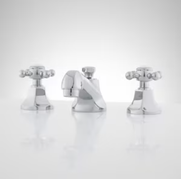 New York Cross Handle Widespread Bathroom Sink Faucet in Polished Nickel - Signature Hardware