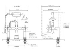 New Matte Black Deck-Mount English Telephone Faucet Shower Body Less Handles and Couplers