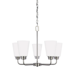 NOUVEAU LUSTRE À 5 LUMIÈRES SEA GULL KERRVILLE EN NICKEL BROSSÉ