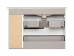 New Glossy White 32" Varina Wall Mounted Single Vanity Set - with Warm Oak Cabinet Frame by Signature Hardware