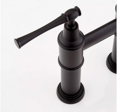New Black 30" Pull Down Bridge Kitchen Faucet With Cylindrical Modern Spray Head. 1.8gpm by Signature Hardware