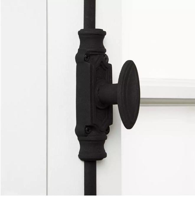 New Black Powder Coat Barcheski Iron Beaded Cremone Bolt For Window 6FT 4" by Signature Hardware