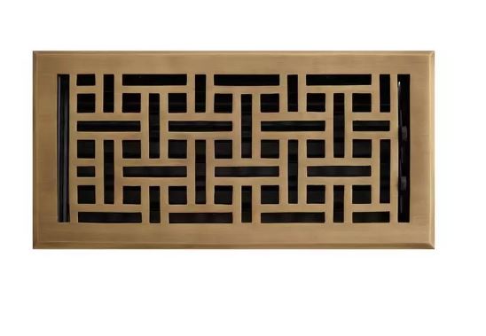 Nouveau registre de sol en laiton massif de style osier de 6 po x 10 po en laiton antique par Signature Hardware