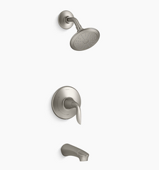 Nouvelle garniture de bain et de douche Refinia Rite-Temp en nickel brossé avec pomme de douche de 1,75 gpm par KOHLER
