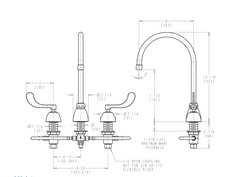 Chicago Faucet Robinet d'évier d'eau chaude et froide à 3 trous, série 786-HZ, 1,5 gpm, 3 trous, chrome poli, avec poignée à double lame