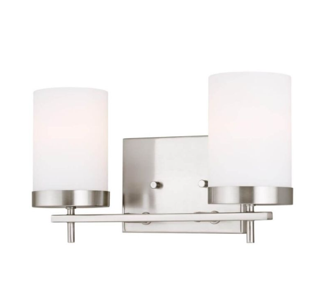 New Brushed Nickel Generation Lighting 4490302-962 Zire Lampe de bain à 2 lumières de 14 pouces en nickel brossé