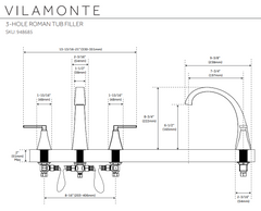 New Brushed Nickel Vilamonte Two Handle Roman Tub Trim by Signature Hardware