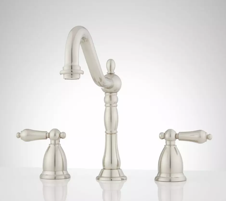 Nouvelles poignées à levier de robinet de salle de bain victoriennes en nickel brossé par Signature Hardware