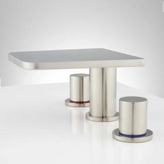 New Brushed Nickel Knox Widespread Waterfall Vessel Faucet with Pop-Up Drain Overflow