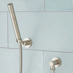 New Brushed Nickel ExiraThermostatic Shower System with Rainfall Shower and Hand Shower by Signature Hardware