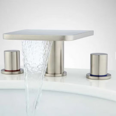 New Brushed Nickel Knox Widespread Waterfall Vessel Faucet with Pop-Up Drain Overflow