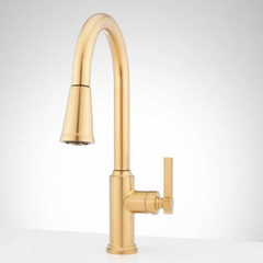 Nouveau robinet de cuisine à retrait monotrou Greyfield en or brossé par Signature Hardware