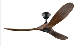 New Maverick Energy Star 60'' Outdoor Ceiling Fan with Remote Control, 3 Balsa Wood Blades, Black, 3MAVR60BK by Monte Carlo
