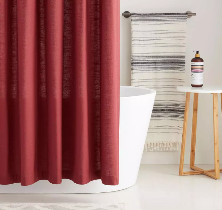 New Burgundy 180 x 70 in. Cotton Shower Curtain by Signature Hardware