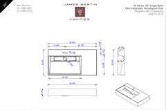 New Glossy White 36" Vanities Single Bowl Stone Composite Vanity Top by James Martin