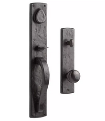 New Ellis Solid Dark Bronze Entrance Door Set with Round Knob Handle, by Signature Hardware