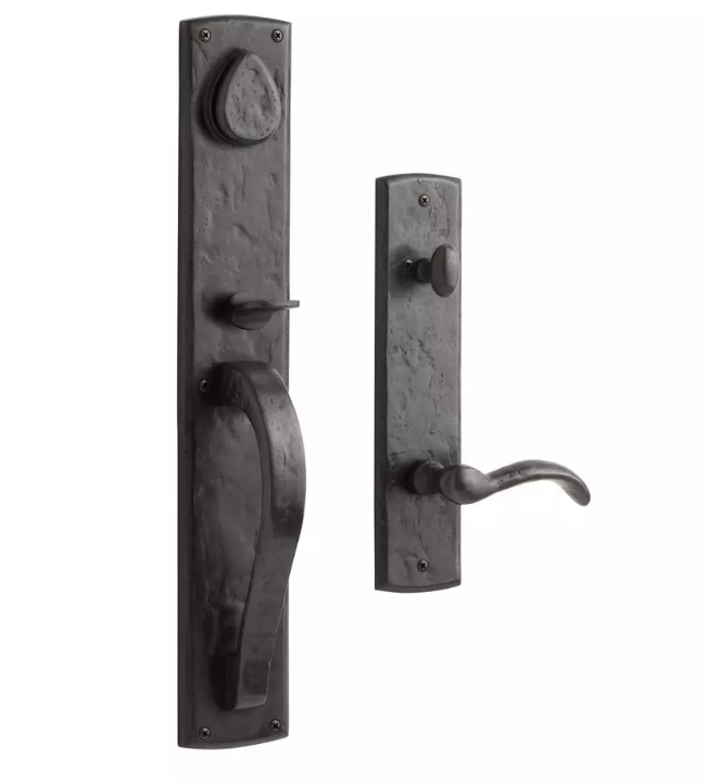 Signature Hardware Nouvel ensemble de porte d'entrée Ellis en bronze foncé massif avec poignée à levier, main gauche