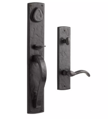 Signature Hardware Nouvel ensemble de porte d'entrée Ellis en bronze foncé massif avec poignée à levier, main gauche
