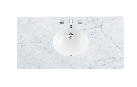 Nouveau 48 po et 3 cm, bord droit, dessus de meuble-lavabo simple blanc Carrara avec trou d'évier ovale, 090-OS48-CAR-SNK par James Martin Furniture