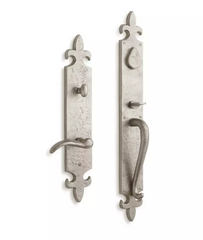 New Antique Brass Fleur De Lys Cousteau Solid Brass Entrance Door Set with Lever Handle - Right Hand by Signature Hardware