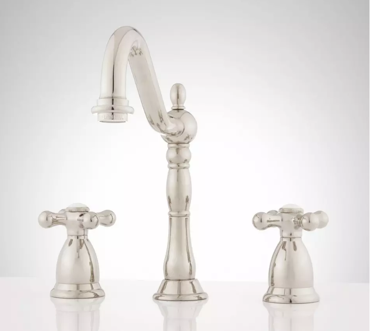 Nouveau robinet de salle de bains victorien en nickel poli avec poignées croisées par Signature Hardware