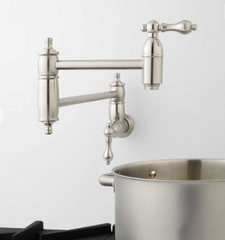 New Polished Nickel Augusta Retractable Wall-Mount Pot Filler Faucet - Signature Hardware