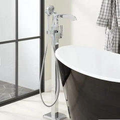 New Chrome Pinecrest Freestanding Tub Faucet with Hand Shower - Signature Hardware