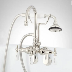 New Polished Nickel Gooseneck Tub-Wall-Mount Faucet & Hand Shower - Signature Hardware