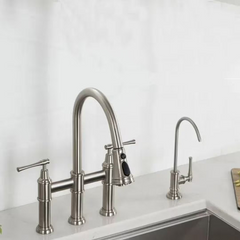 Nouveau robinet de cuisine à pont de transition Kraus Allyn avec tête de pulvérisation extractible à 3 fonctions en acier inoxydable sans tache