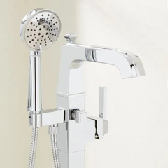 New Chrome Pinecrest Freestanding Tub Faucet with Hand Shower - Signature Hardware