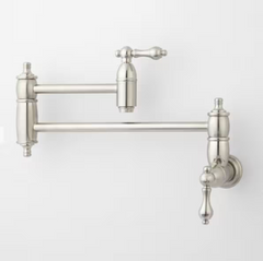 New Polished Nickel Augusta Retractable Wall-Mount Pot Filler Faucet - Signature Hardware