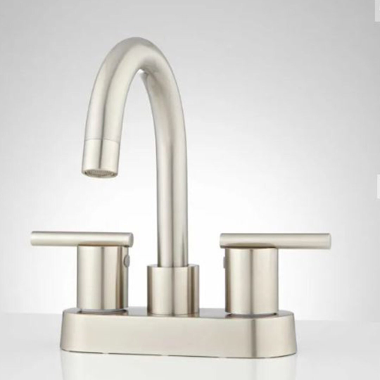 New Brushed Nickel Lindo Centerset Overflow Bathroom Faucet – Basic ...