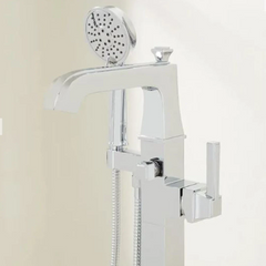 New Chrome Pinecrest Freestanding Tub Faucet with Hand Shower - Signature Hardware