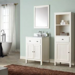 Nouveau Miroir de courtoisie Hamilton blanc français de 24 po
