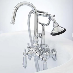 New Chrome Pasaia Tub Wall Mount Faucet with Hand Shower and Lever Handles