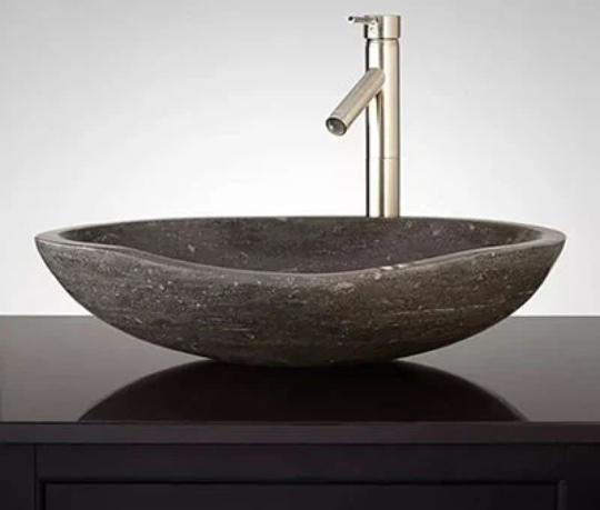 New Thera Blue Limestone Vessel Bathroom Sink - Signature Hardware
